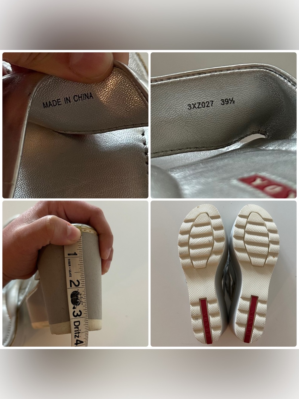 Vintage Archive Cyber Y2K Prada Platform Sandals Silver 39.5 8-8.5 Futuristic - Picture 6 of 6